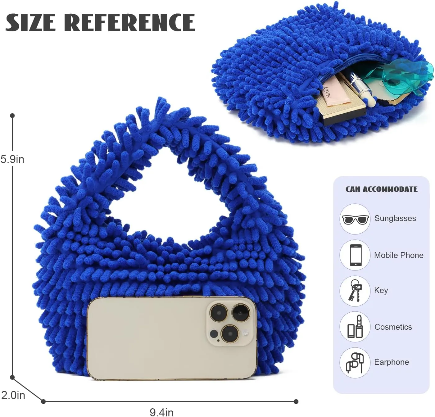 Oweisong Small Cute Fluffy Purse Furry Tote Bag Plush Handbag Aesthetic Faux Fur Evening Clutch for Women