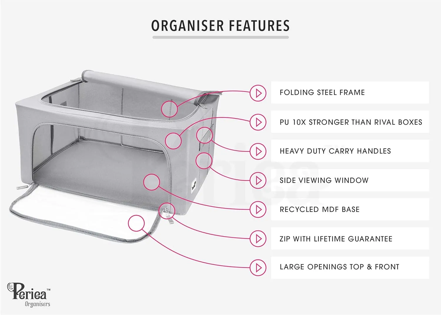Oxford Cloth Steel Frame Storage Boxes - Under-Bed or in Closet - Pack of 2 Large Organizers (Polka Dot)