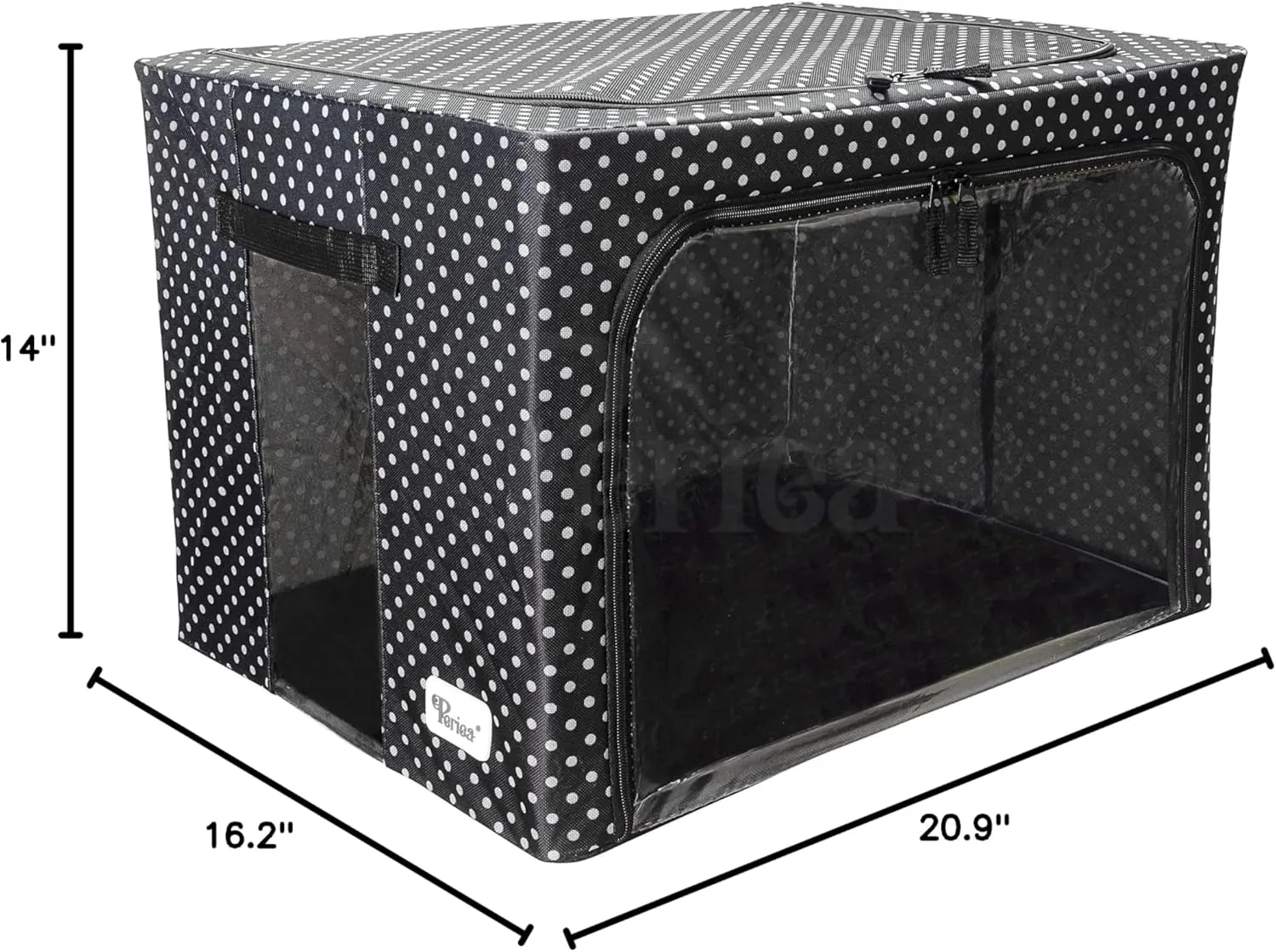 Oxford Cloth Steel Frame Storage Boxes - Under-Bed or in Closet - Pack of 2 Large Organizers (Polka Dot)