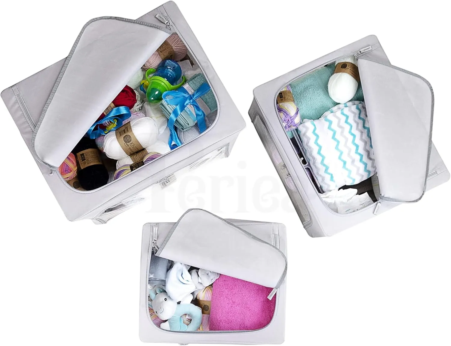 Oxford Cloth Steel Frame Storage Boxes - Under-Bed or in Closet - Pack of 2 Large Organizers (Polka Dot)