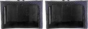 Oxford Cloth Steel Frame Storage Boxes - Under-Bed or in Closet - Pack of 2 Large Organizers (Polka Dot)