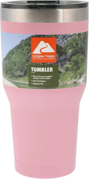 Ozark Trail Vacuum-Insulated Stainless Steel Tumbler 30 oz (1 Pc Light Pink)