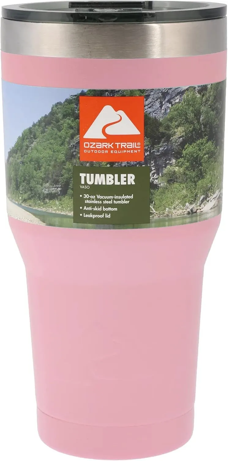 Ozark Trail Vacuum-Insulated Stainless Steel Tumbler 30 oz (1 Pc Light Pink)