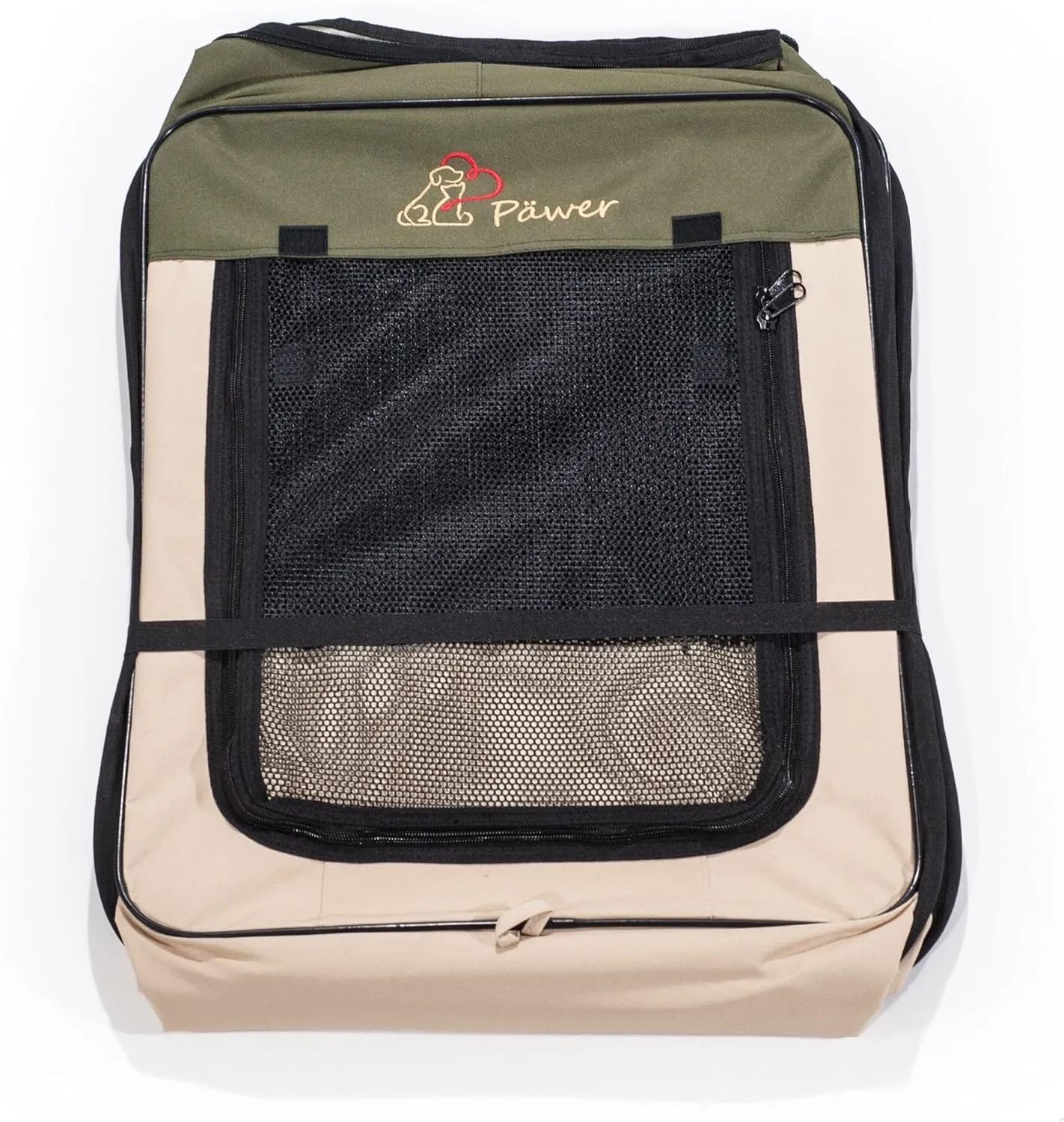 Pawer 45”×24” 8-Panel Foldable Pet Playpen, Olive Beige, Personalize Embroidery Extra Fabric Piece Available, for Cat/Dog/Puppy, 600D Oxford Cloth Portable Indoor & Outdoor Kennel with Carry Bag