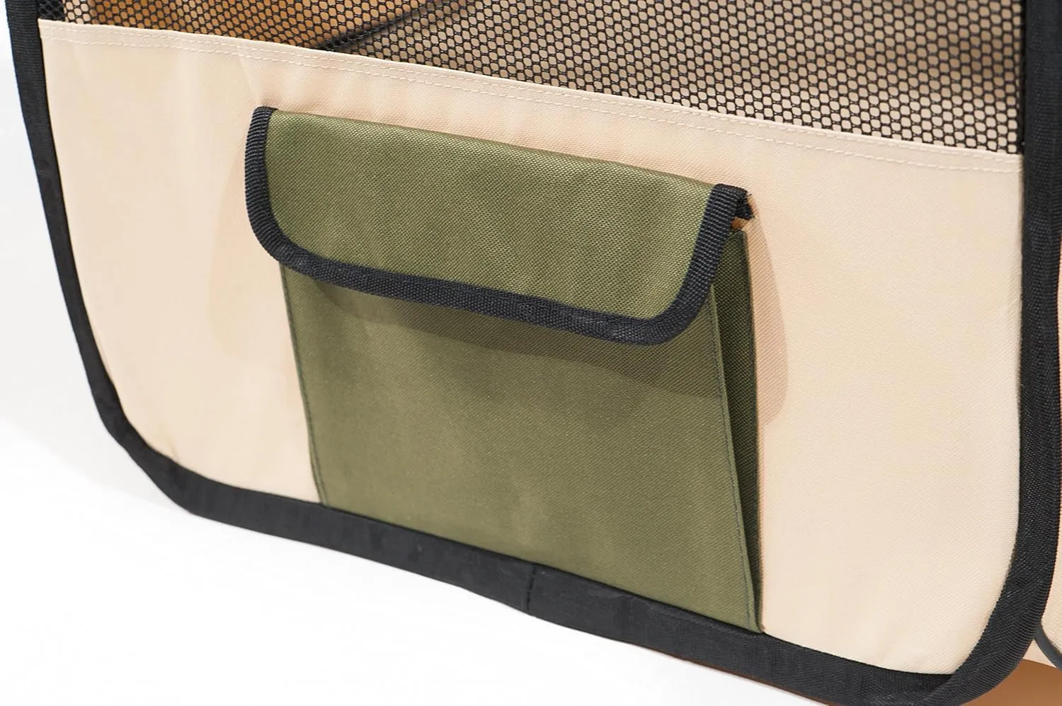 Pawer 45”×24” 8-Panel Foldable Pet Playpen, Olive Beige, Personalize Embroidery Extra Fabric Piece Available, for Cat/Dog/Puppy, 600D Oxford Cloth Portable Indoor & Outdoor Kennel with Carry Bag