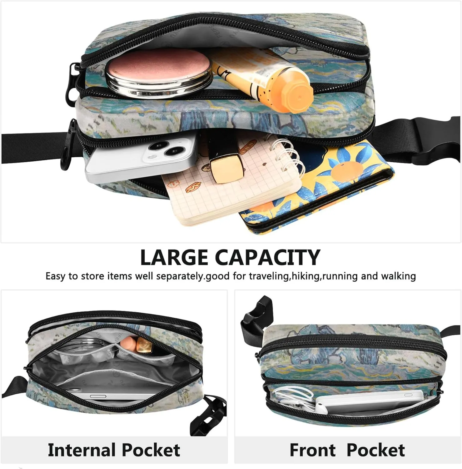 Peasant Digging Field Sunset Vangogh Fanny Packs for Women Belt Bag Hip Pack Waterproof Funny Travel Waist Pack for Men