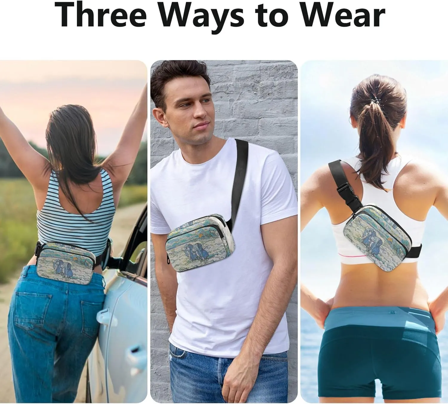 Peasant Digging Field Sunset Vangogh Fanny Packs for Women Belt Bag Hip Pack Waterproof Funny Travel Waist Pack for Men