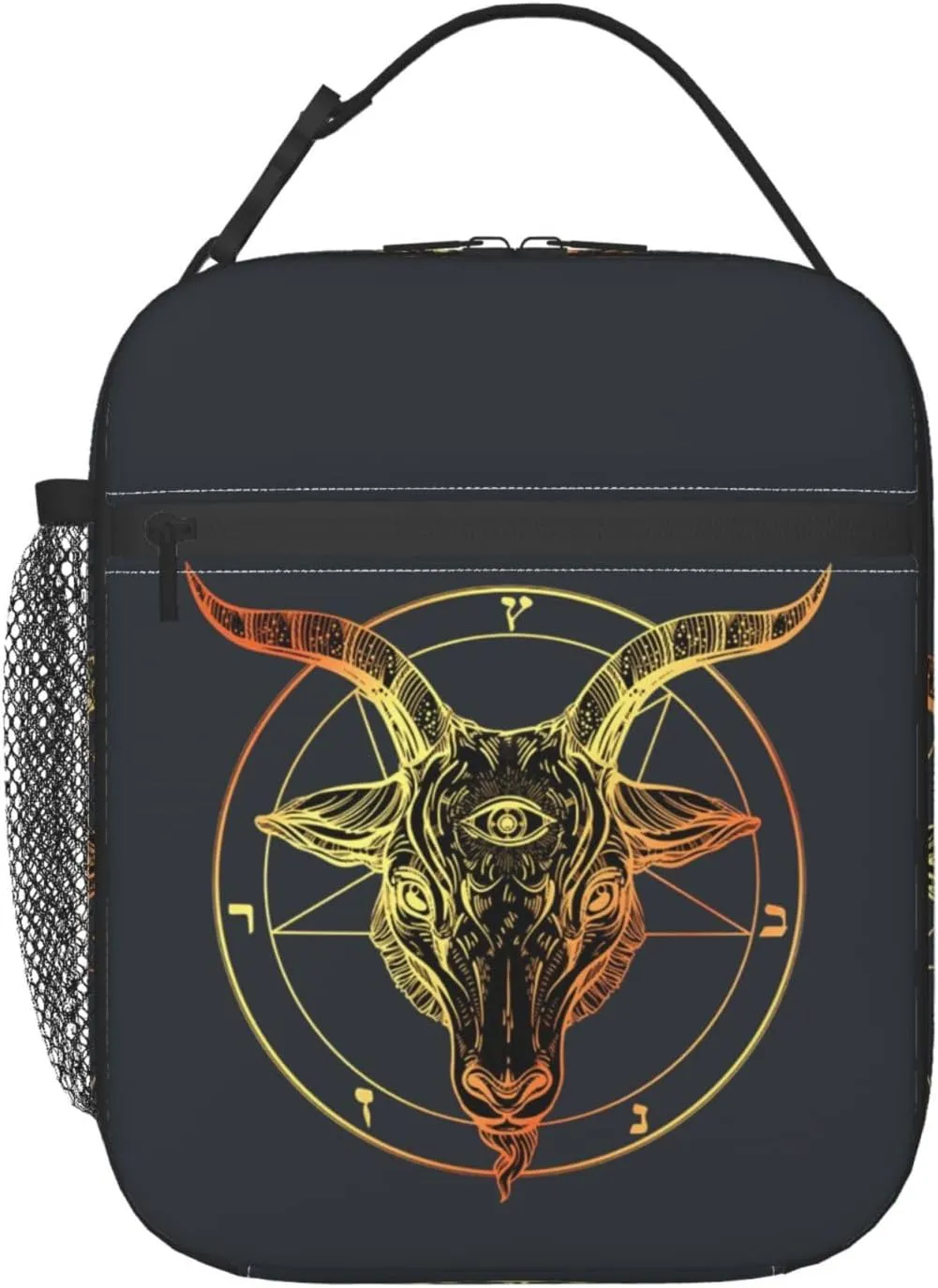 Pentagram Demon Baphomet Satanic Goat Head Third Eye Lunch Bag Insulated Lunch Bag Lunch Box For Women Men