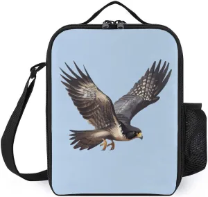 Peregrine Falcon Flying Lunch Bag Insulated Cooler Dinner Box Reusable Tote Bag with Shoulder Strap for Work