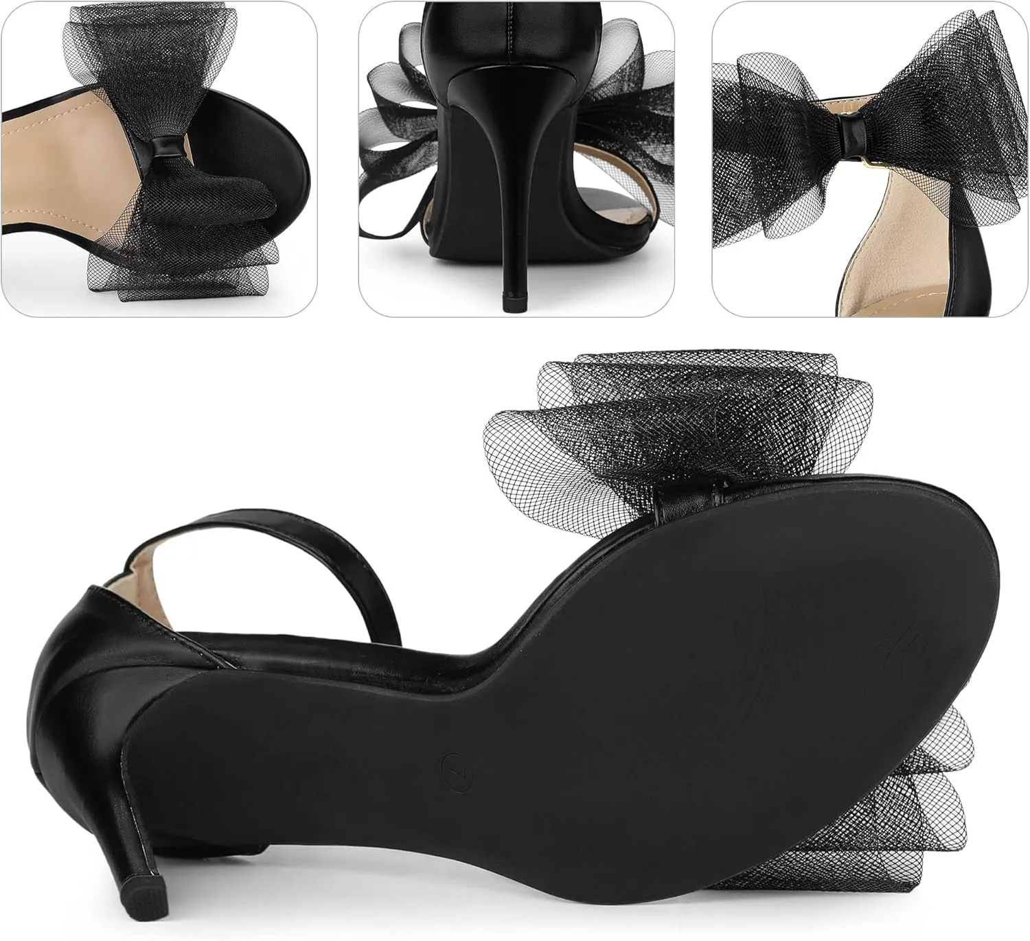 Perphy Open Toe High Heels Ankle Strap Bow Tie Stiletto Heel Sandals for Women
