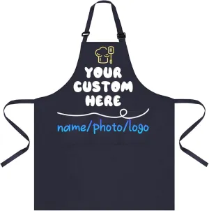 Personalized Custom Apron For Women Men Personalized Aprons with Pockets, Customized with Pockets Name Text Logo Picture
