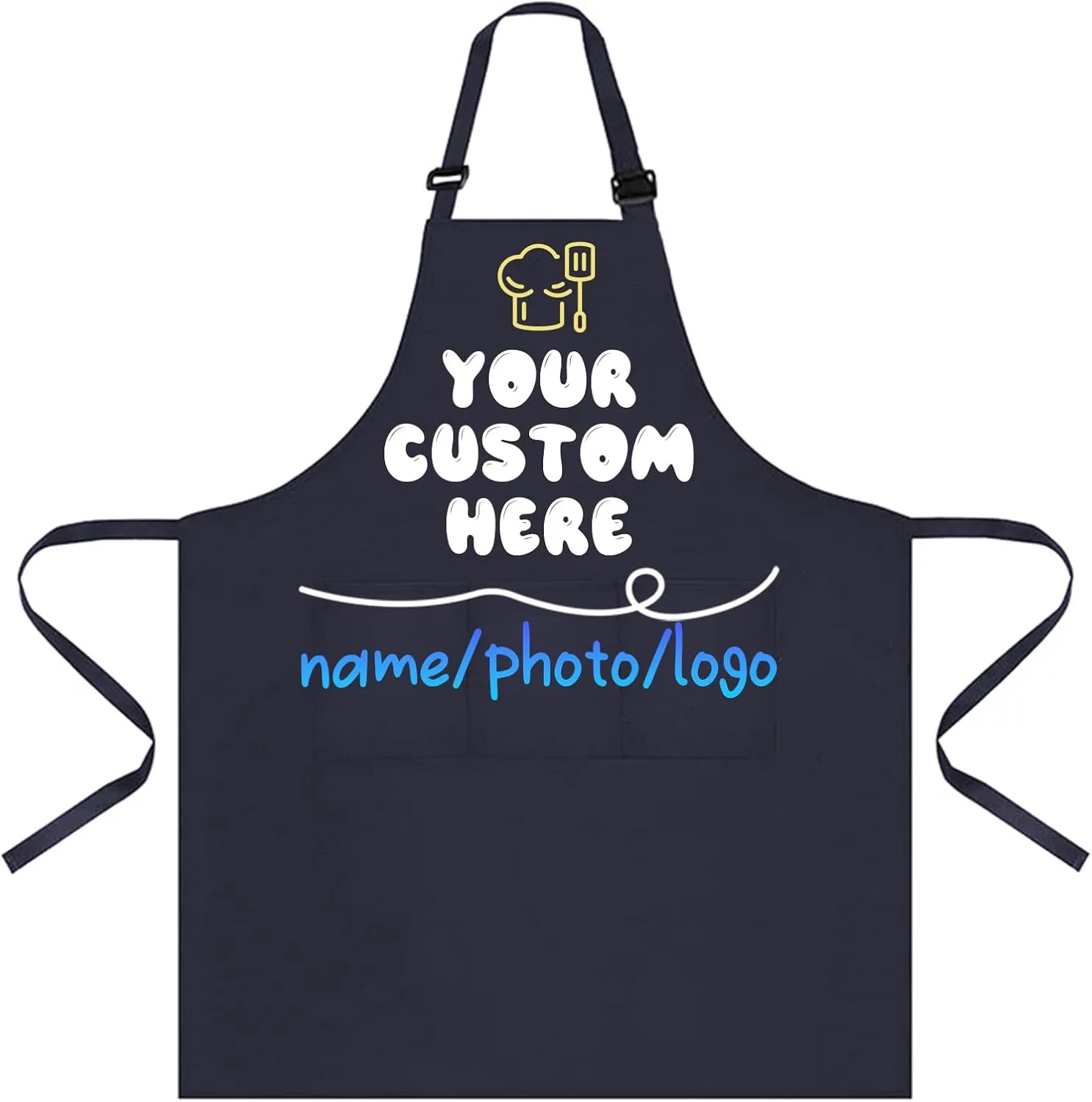 Personalized Custom Apron For Women Men Personalized Aprons with Pockets, Customized with Pockets Name Text Logo Picture