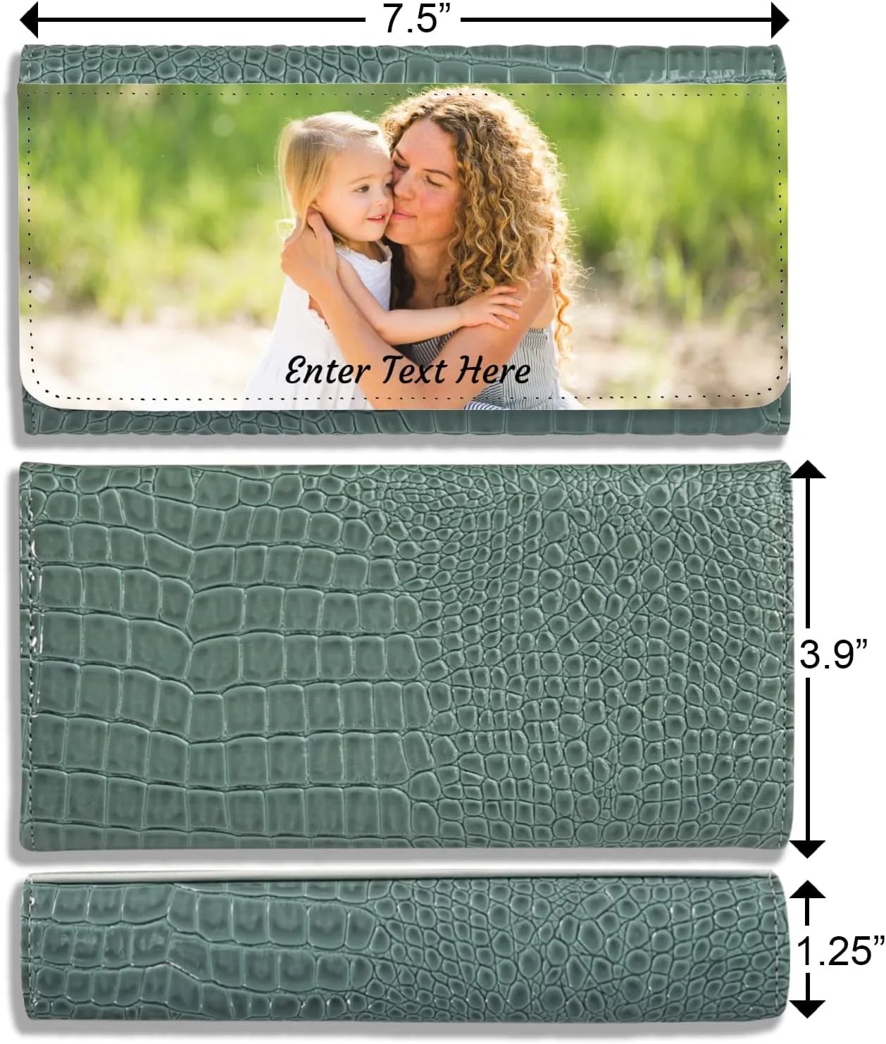 Personalized Photo Upload Purse – Mothers Day Gifts For Mom – PU Leather Purse – Personalized Gifts (Green)