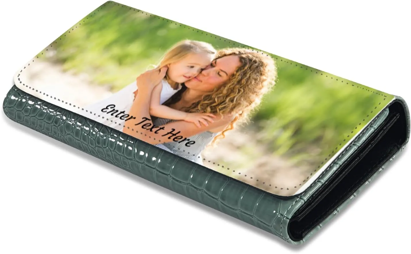 Personalized Photo Upload Purse – Mothers Day Gifts For Mom – PU Leather Purse – Personalized Gifts (Green)