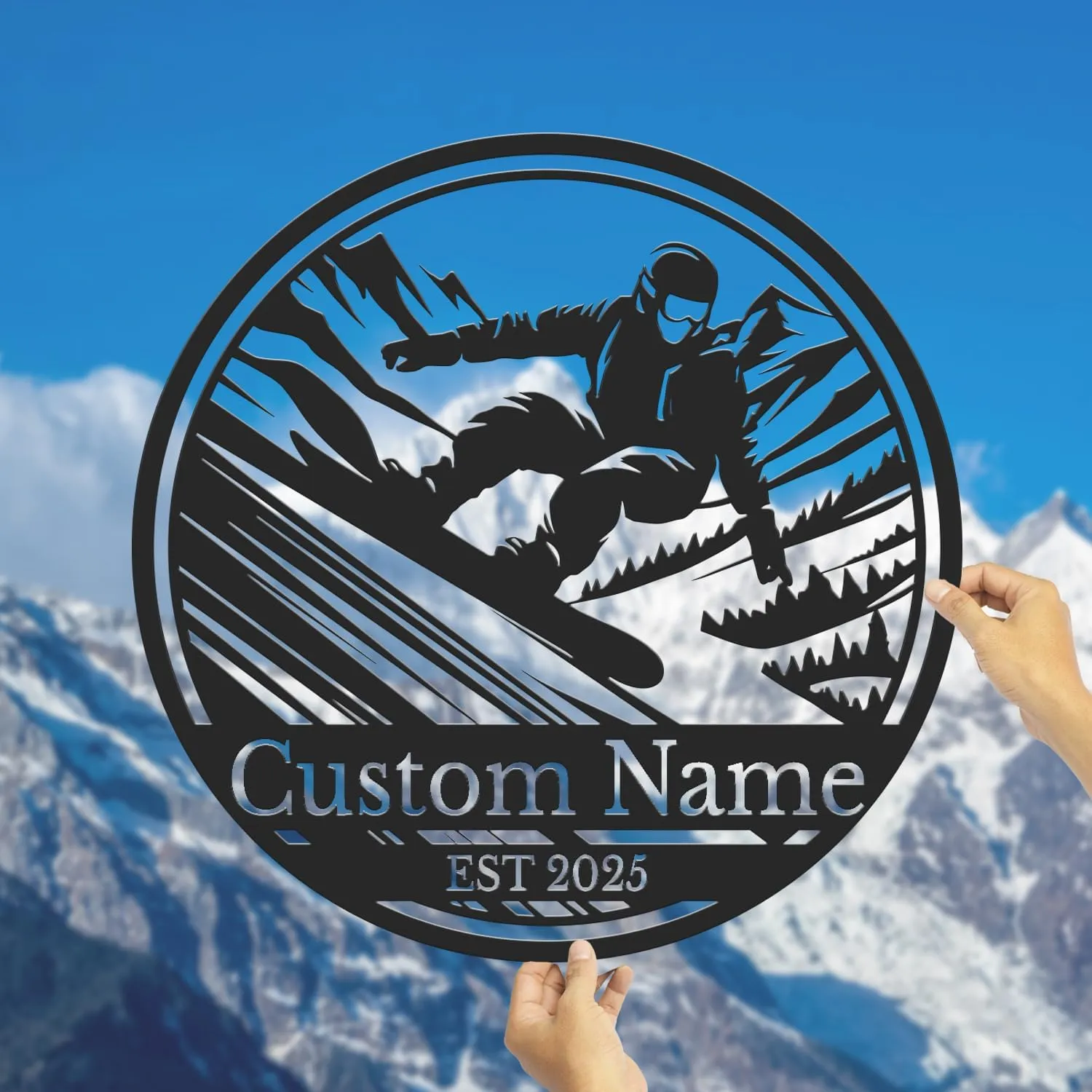 Personalized Skiing Metal Sign - Custom Alpine Wall Art, Snow Sports Gift, Mountain Cabin Decor, Durable Ski Lodge Name Plaque (Style-2)