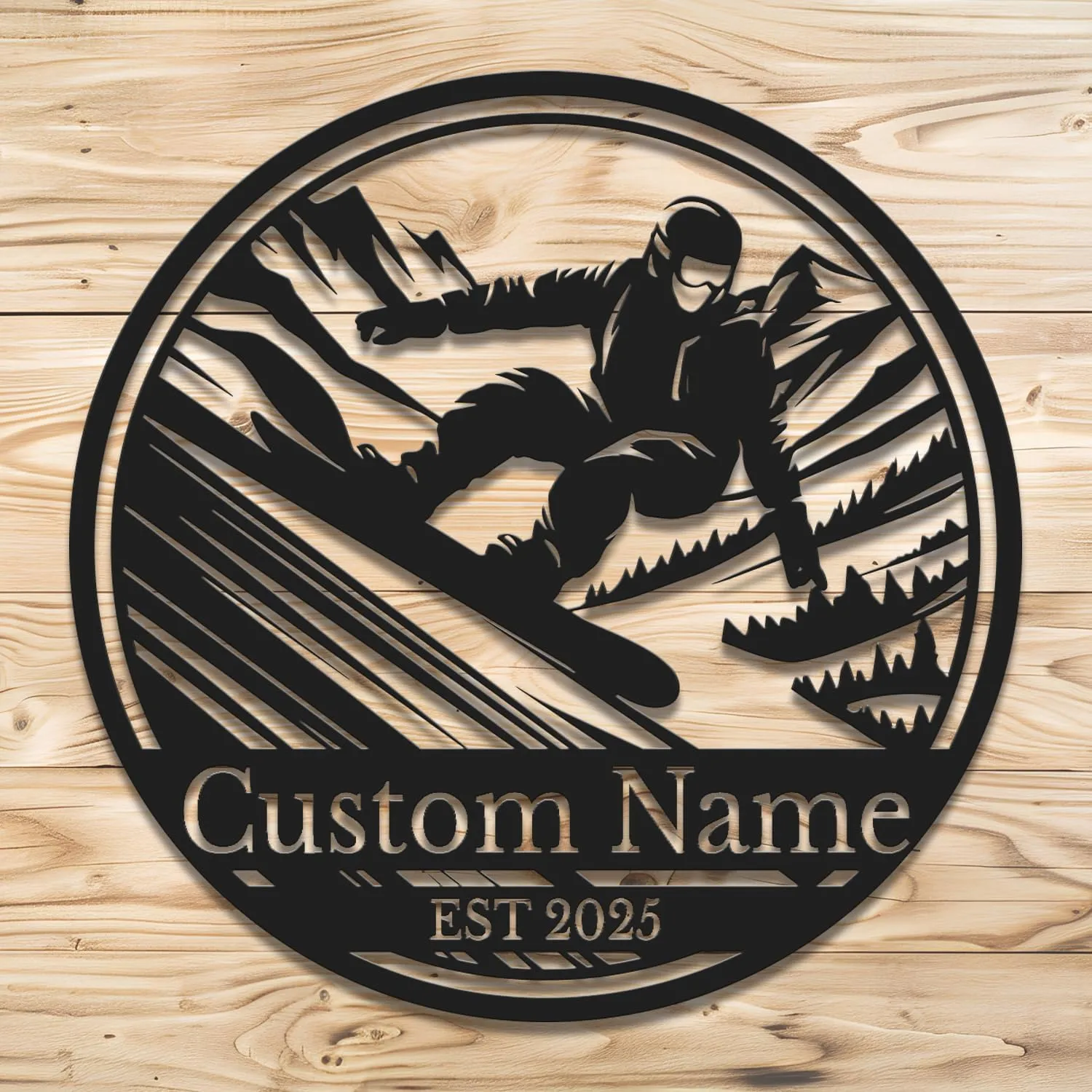 Personalized Skiing Metal Sign - Custom Alpine Wall Art, Snow Sports Gift, Mountain Cabin Decor, Durable Ski Lodge Name Plaque (Style-2)