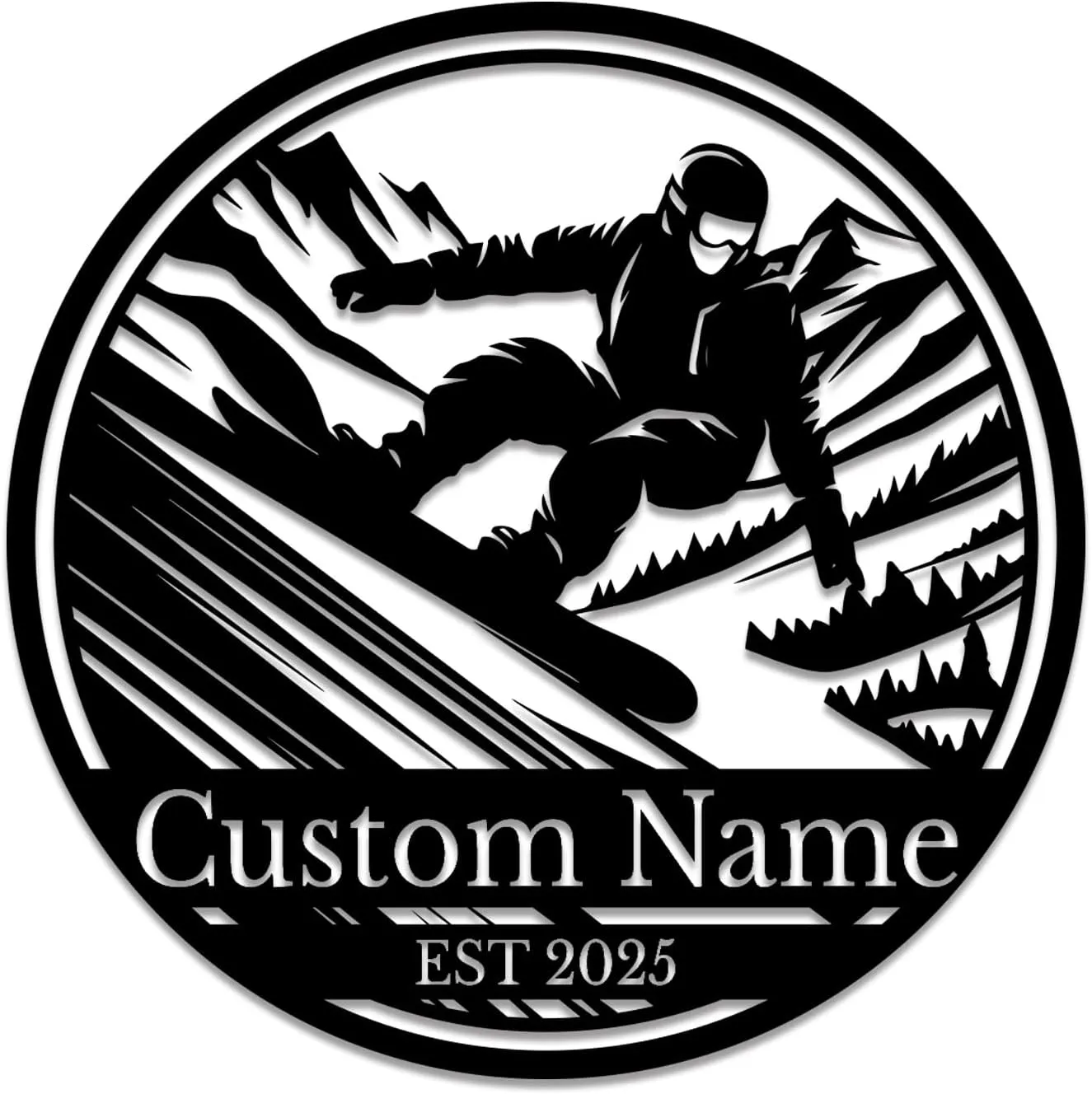 Personalized Skiing Metal Sign - Custom Alpine Wall Art, Snow Sports Gift, Mountain Cabin Decor, Durable Ski Lodge Name Plaque (Style-2)