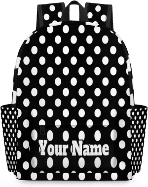 Personalized White Polka Dot Preschool Toddler Backpack for Boys Girls Custom Kids Name Small Bookbags Kindergarten Elementary Backpack, Polka Dot