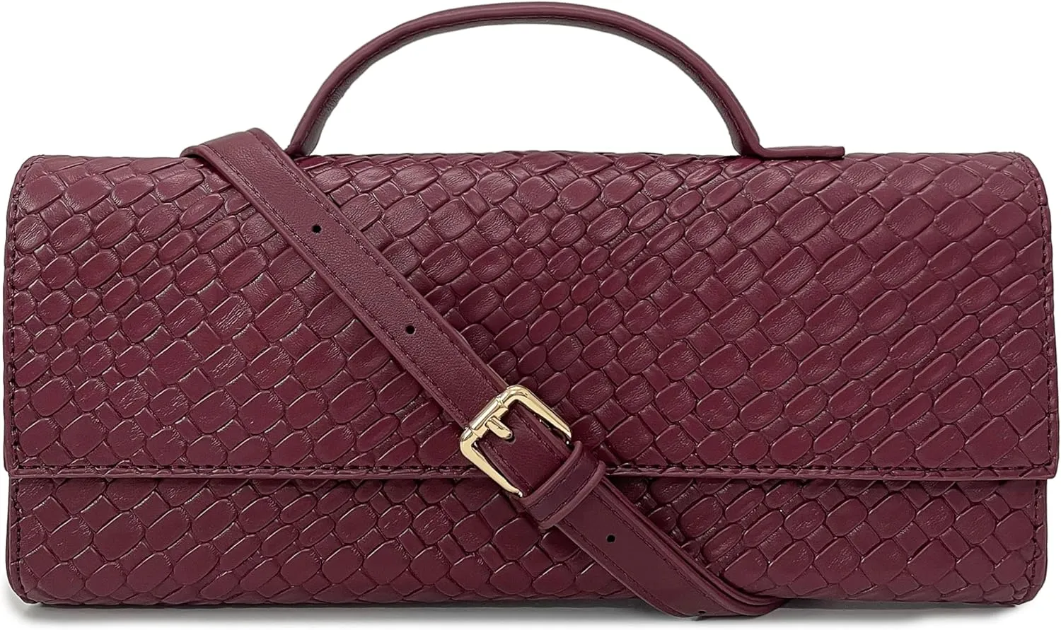 PHILOMENA Evening Woven Crossbody Bags for Women Casual Shoulder Handbag Vegan Leather Clutch Purse for Wedding Party