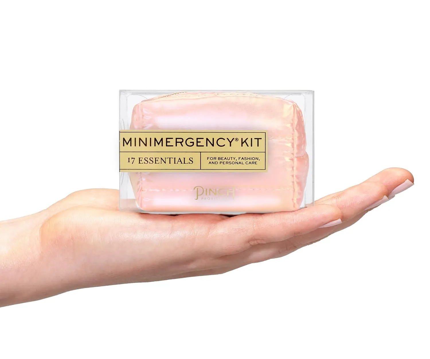 Pinch Provisions Pastel Puffer Minimergency Kit, Includes 17 Travel-Sized Cosmetic Essentials, Convenient for Purses, Emergency Beauty Accessories, Gifts for Holiday’s & Birthday’s, Peach