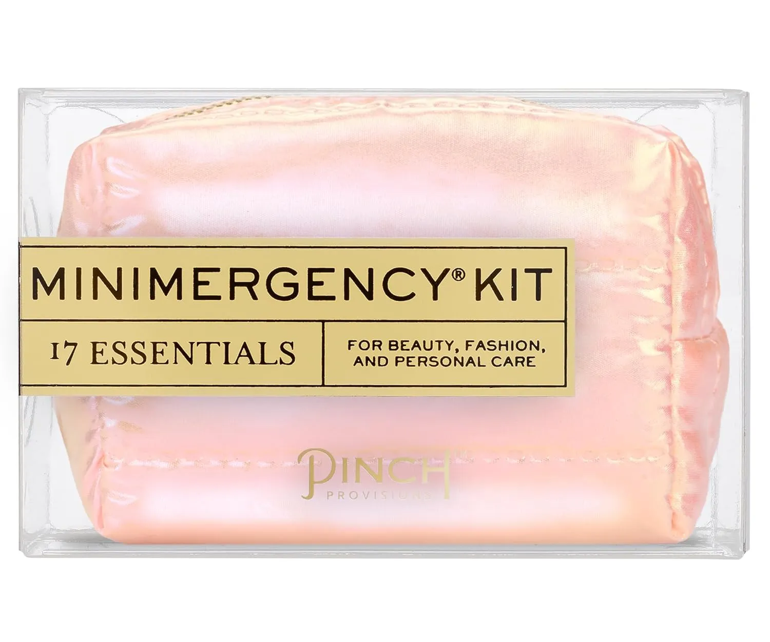 Pinch Provisions Pastel Puffer Minimergency Kit, Includes 17 Travel-Sized Cosmetic Essentials, Convenient for Purses, Emergency Beauty Accessories, Gifts for Holiday’s & Birthday’s, Peach