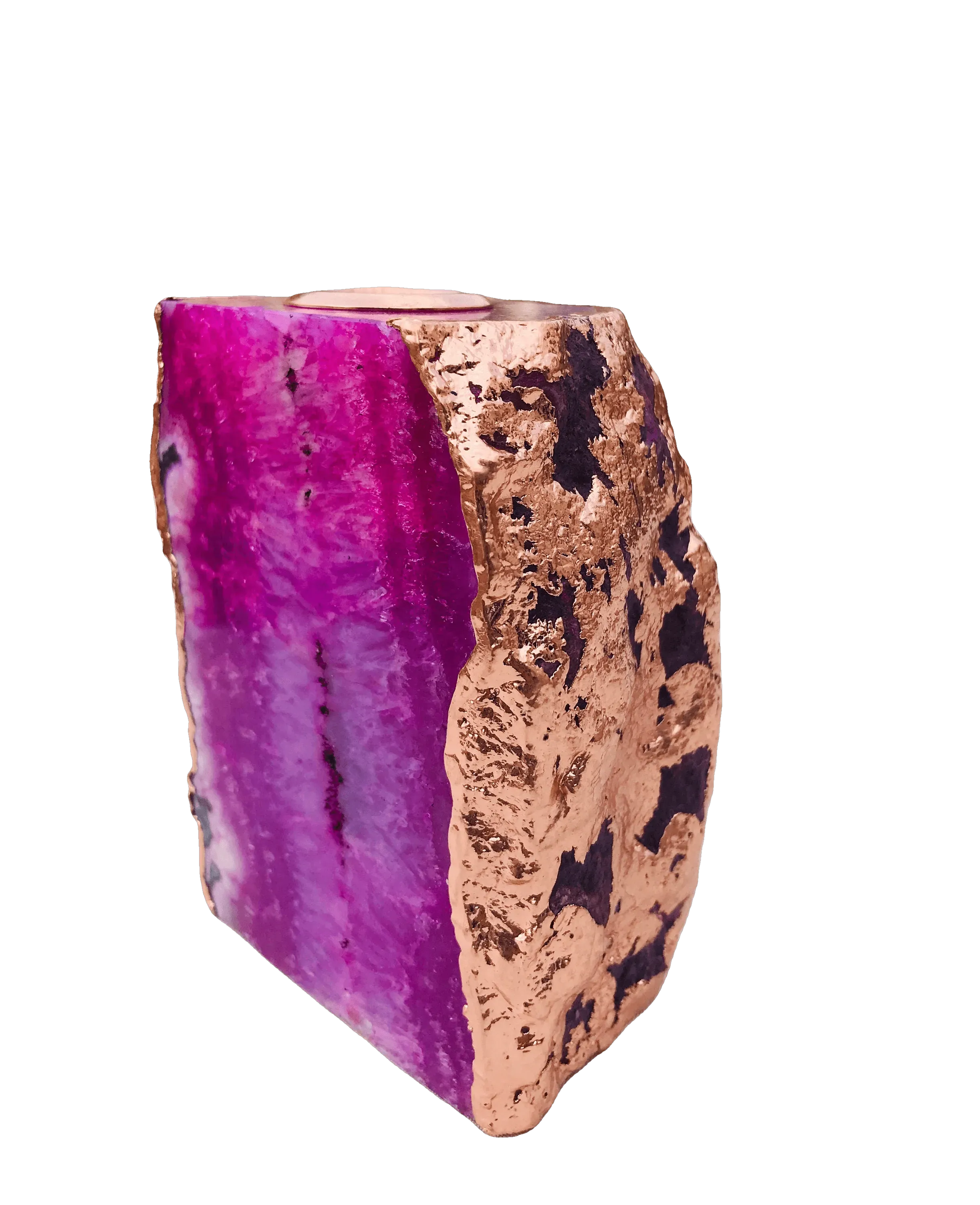 Pink Agate Gemstone Taper Candle Holder