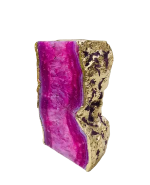 Pink Agate Gemstone Taper Candle Holder