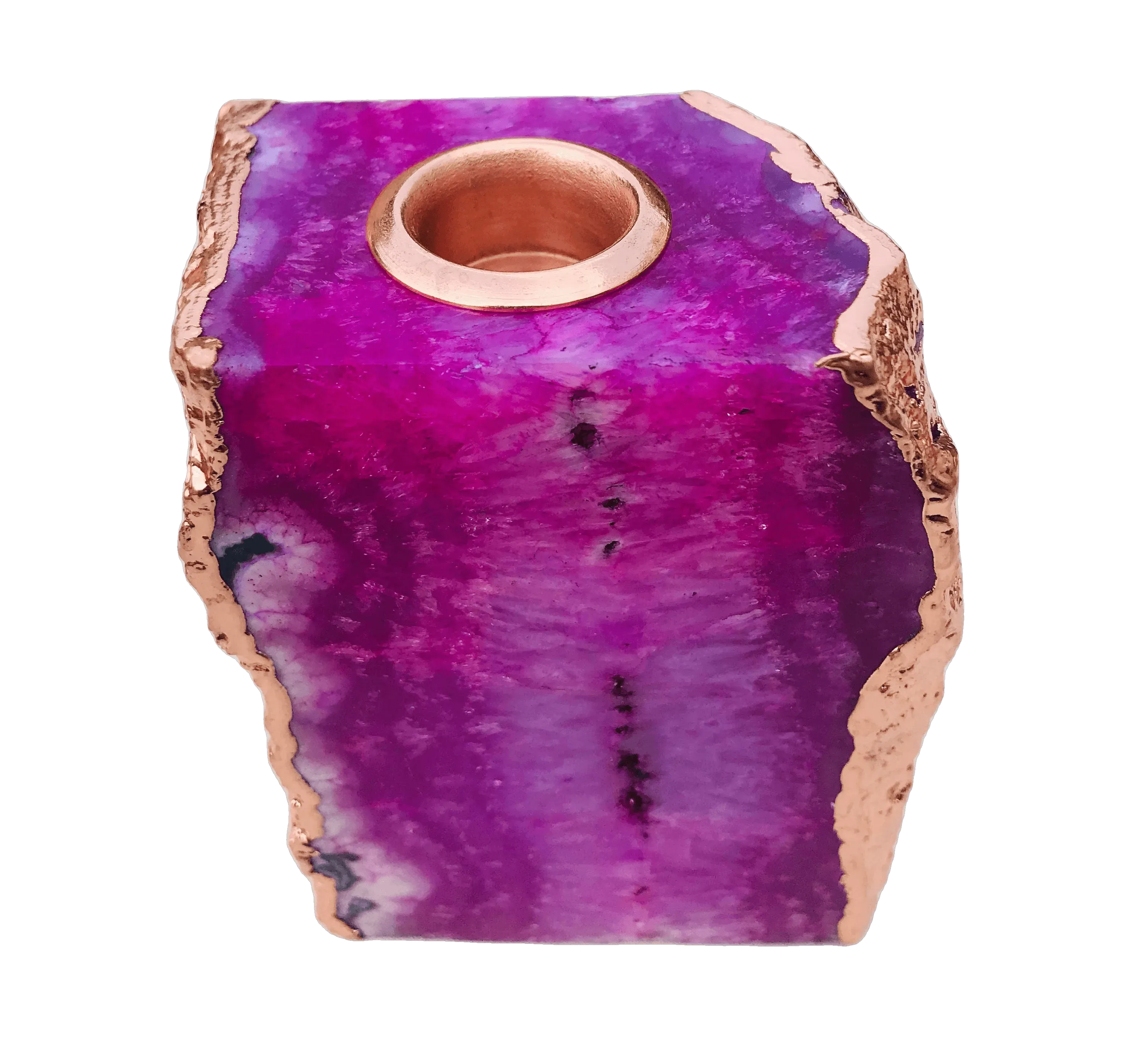 Pink Agate Gemstone Taper Candle Holder