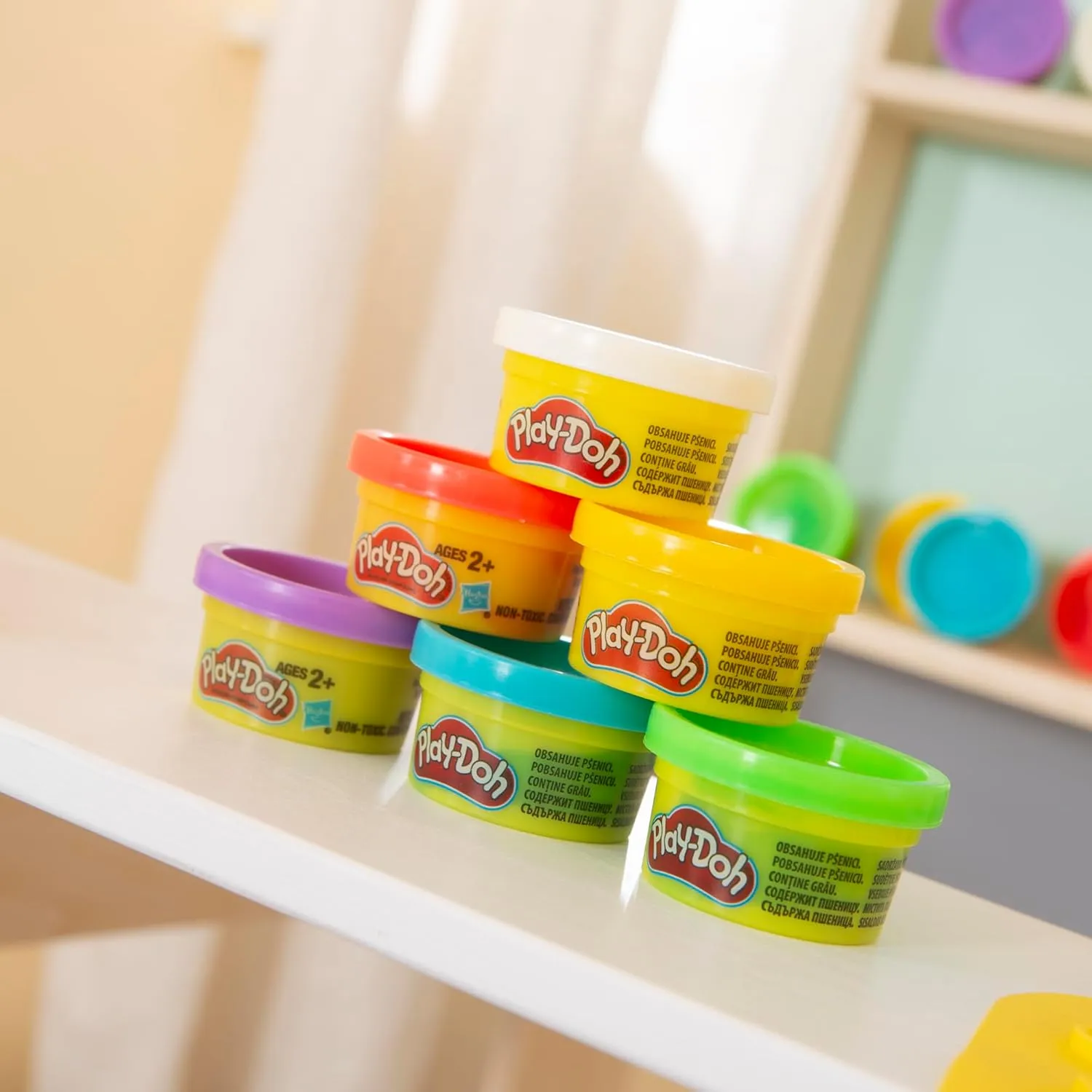 Play-Doh: All-Inclusive Shop - Wooden Creative Shop Stand Set, (12) 1oz Playdoh Containers of Play-Doh, 3pc Wooden Tools, 3D Silicone Mat, Kids Age 3 