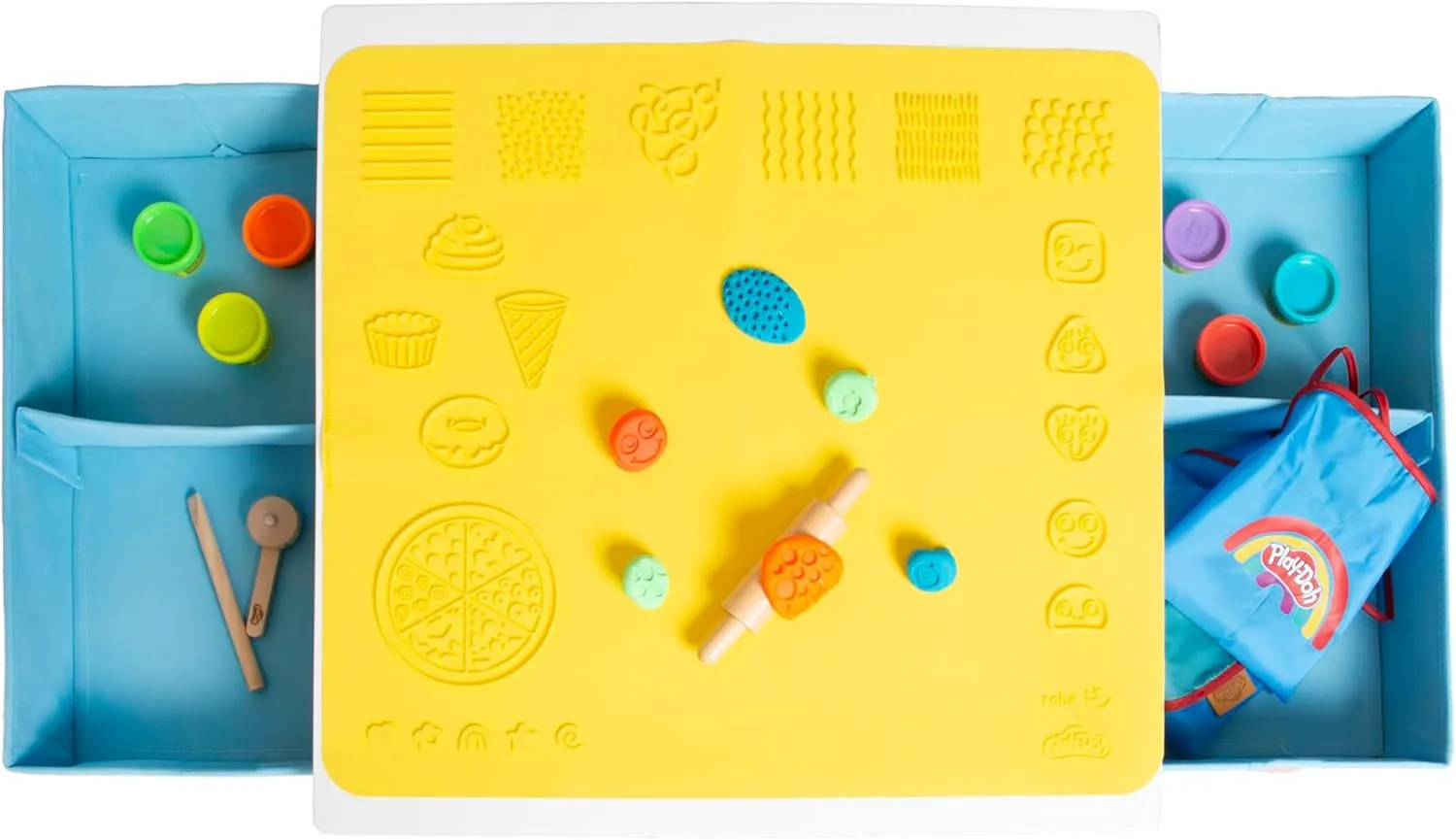 Play-Doh: Creative Craft Table - All-in-1 Art Station, Wooden Desk & Ottoman, Storage Boxes, (6) 1oz Play-Doh, Apron & Tools, 3D Silicone Mat, Kids 3 