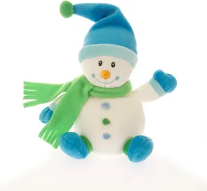 Plushland Baby Snowman Stuffed Animal Plush Toy,Embroidered Eyes Cuddles Toy with Hat and Scarf Best Gift for Kids,Home and Car Decor 6 Inch (Blue)