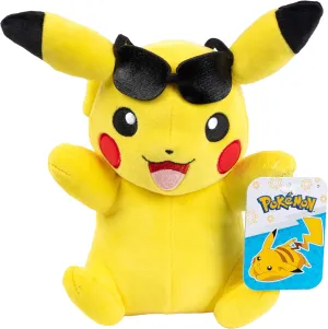 Pokémon 8" Pikachu Plush with Sunglasses Accessory - Officially Licensed - Authentic Soft Stuffed Animal Toy Figure - Summer Gift for Kids, Boys, Girls - 2 