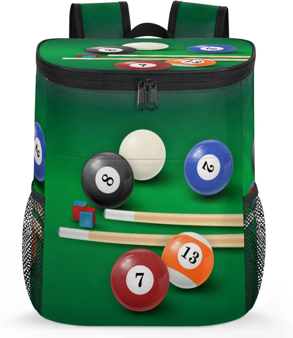 Pool Ball Chalk Cue Backpack Coolers Insulated Leak Proof Soft Back Pack Cooler Lightweight Portable Cooler Backpack for Women Men Picnic Work Lunch Camping Beach