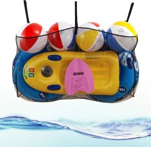 Pool Float Storage Bag,Adjustable Pool Toy Storage Organizer Hanging Mesh Bag for Rafts,Balls,Floats,Noodle,Inflatable Toys,Large Pool Toy Storage Net Bag Pouch Outdoor Swimming Pool Accessories