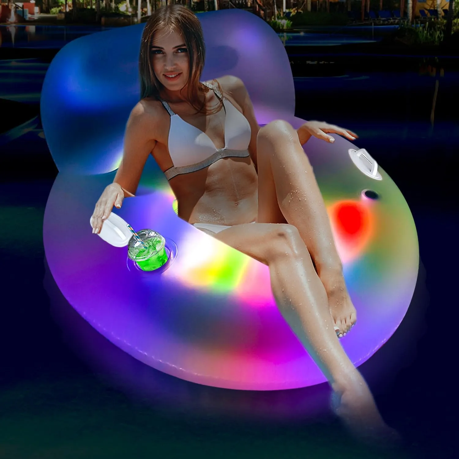 Pool Floats for Adults, Adult Pool Float, mesh Bottom Pool raft, with Two Handle and a Big Cup Holder, Great for Chilling in The Pool