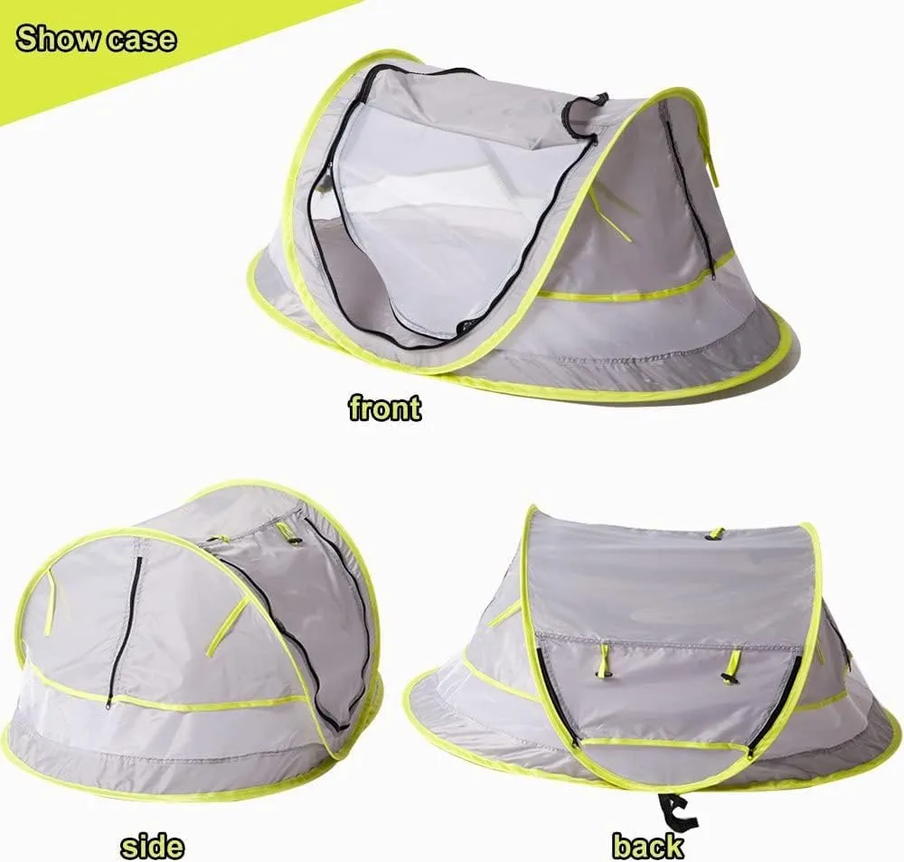 Poray Portable Baby Beach Tent with UPF 50  Sun Shelter,Mosquito Net and Sunshade, Ideal Pop Up Kids Travel Tent with Carry Bag & 2 Stakes,Outdoor Indoor Play and Sun Protection