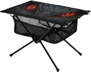 Portable Camping Table Foldable with Mesh Storage Lightweight Compact Camp Tent Side Table for Outside,Camping,Hiking,Tailgating,Red Eyes
