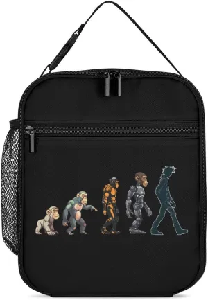 Prehistoric Ape Robot to Man Evolution Lunch Box Insulated Lunch Bag Lunch Tote Cooler Bag Handbag for Office Travel Picnic