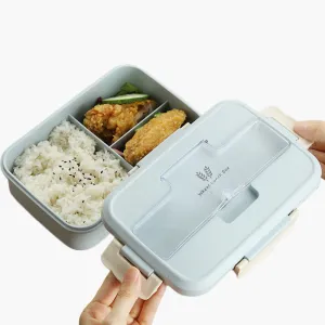Premium Microwave Lunch Box – Wheat Straw Bento Box for Kids & Adults, Food Storage Container with Spoon & Chopsticks, Eco-Friendly, Leak-Proof, Available in Green, Pink, Blue