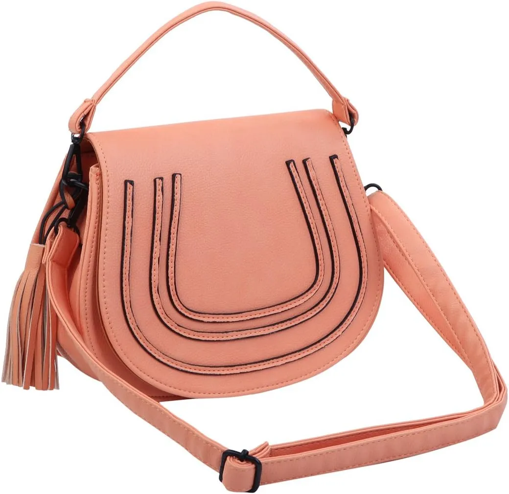 Premium Textured PU Leather Flap Saddle Crossbody Shoulder Bag