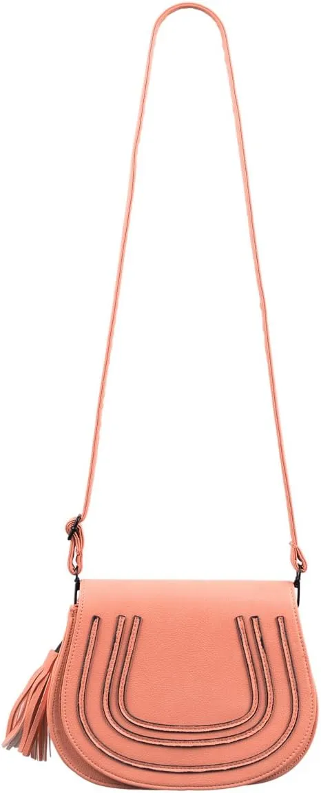 Premium Textured PU Leather Flap Saddle Crossbody Shoulder Bag