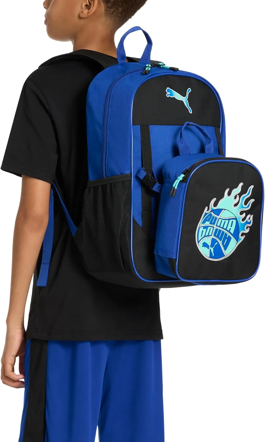 PUMA Unisex Kid's Colony Lunch Kit & Backpack Combo, Black/Multicolor, Medium