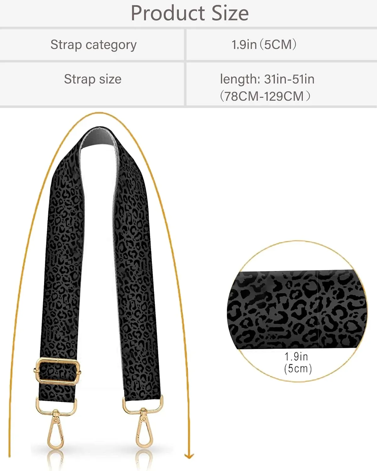 Purse Strap Replacement Crossbody 2" Wide Shoulder Strap, Cute Handbag Strap Bag Strap Replacement Belts Adjustable