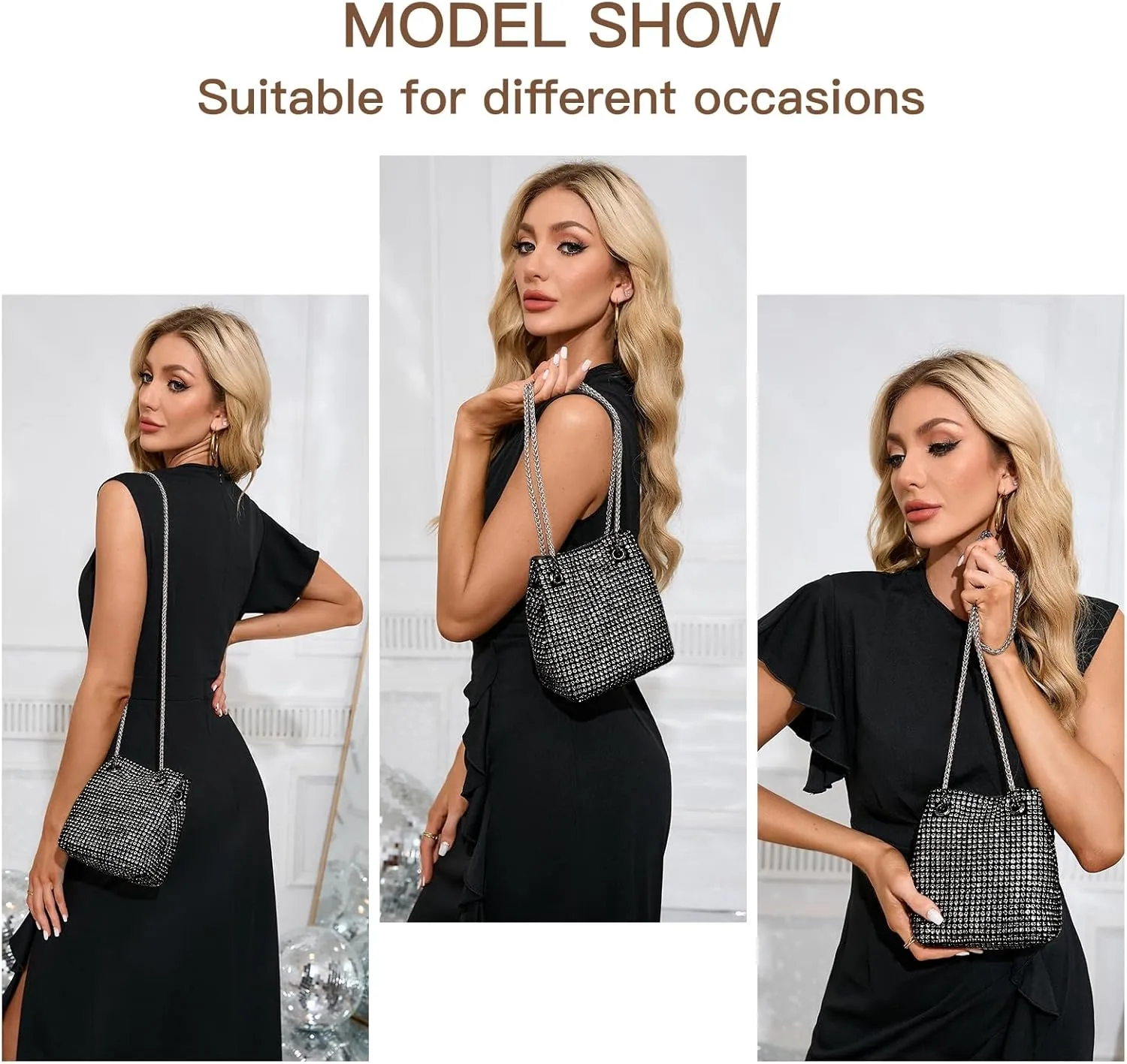Purses for Women Rhinestone Clutch Purse Bling Handbags for Prom Cocktail Wedding Party