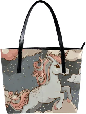 Purses for Women,Tote Bag Aesthetic,Women's Tote Handbags,Colored Cloud Unicorn