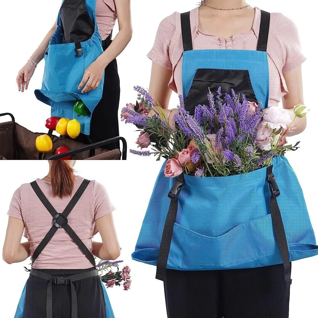 Quick-Unload Gardening Apron for Fruit Picking, Farm Work,Adjustable Water-Resistant Oxford with Quick Release Buckle