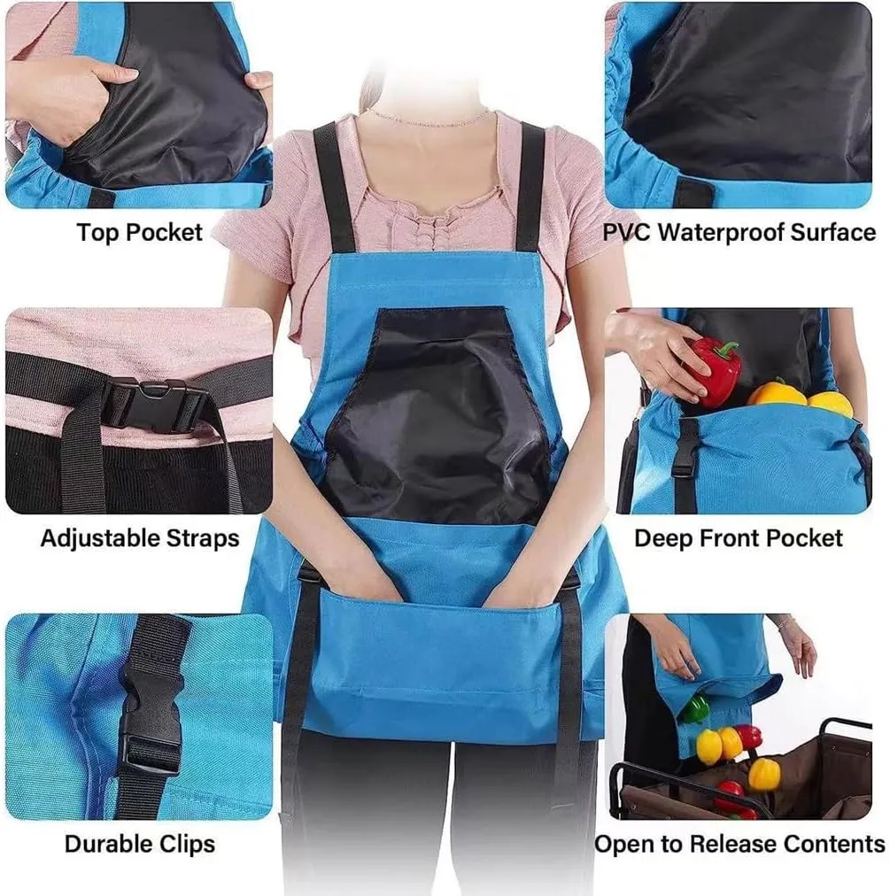 Quick-Unload Gardening Apron for Fruit Picking, Farm Work,Adjustable Water-Resistant Oxford with Quick Release Buckle
