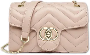 Quilted Crossbody Bag Vegan Leather Trendy Shoulder Purse with Chain Strap Stylish Clutch Purse for Women Ladies