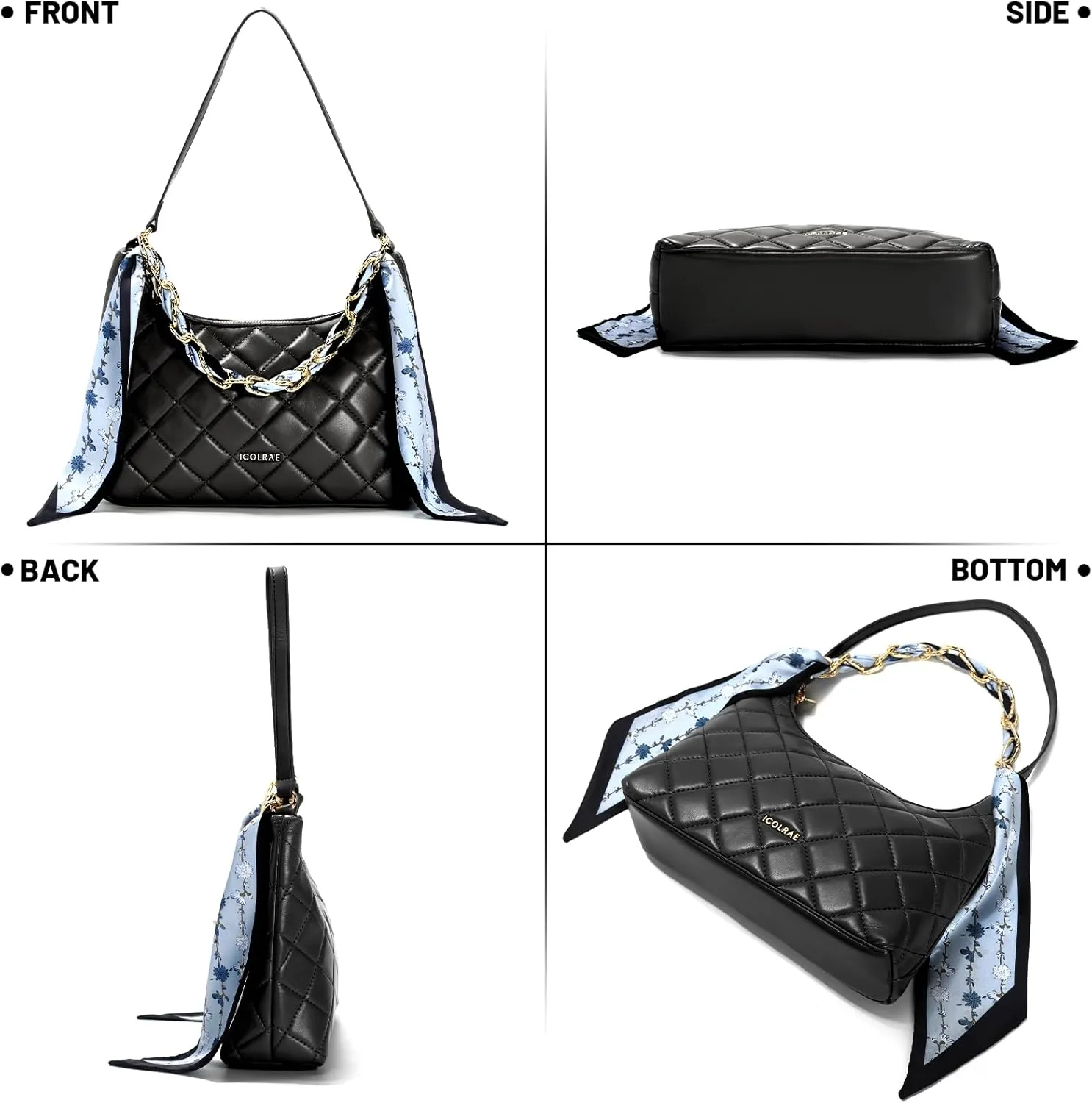 Quilted Shoulder Bag for Women Faux Leather Cute Hobo Handbags with Zipper Mini Clutch Purse Trendy Y2K