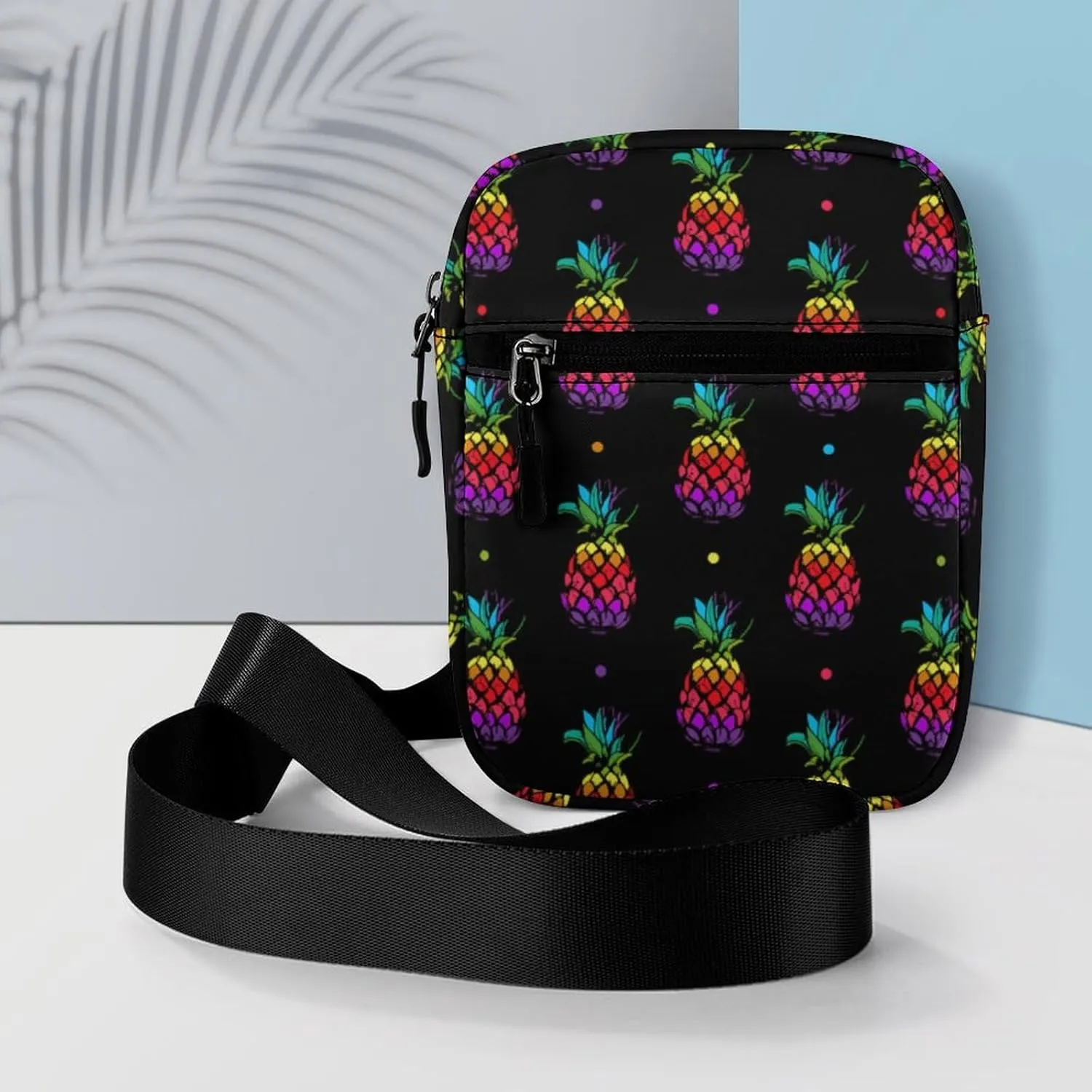 Rainbow Colored Pineapples Crossbody Bag Small Shoulder Bag Waterproof, Lightweight And Convenient